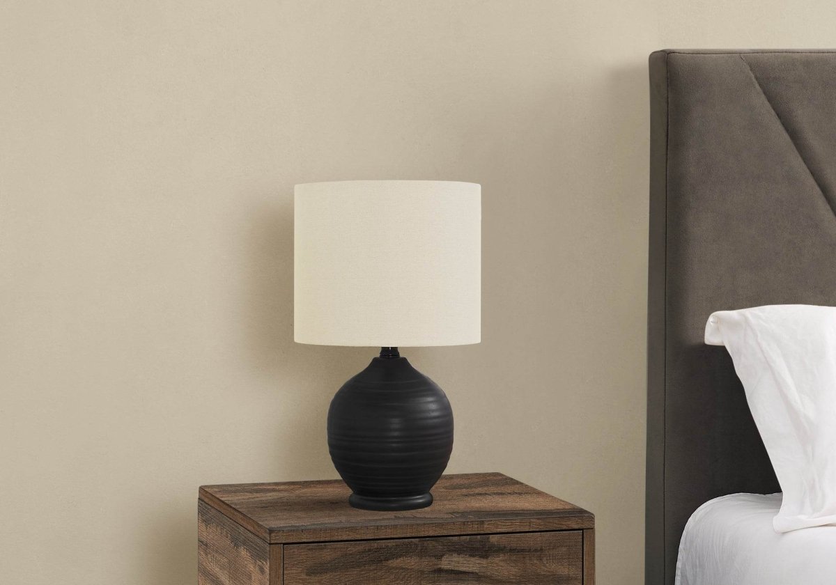 Transitional Black Ceramic Table Lamp With Ivory Shade - Sleep Galleria