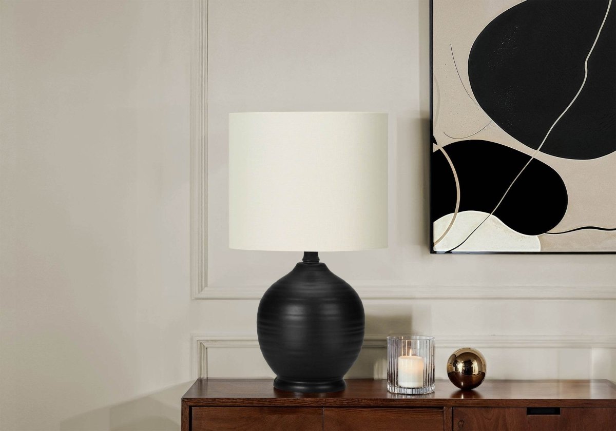 Transitional Black Ceramic Table Lamp With Ivory Shade - Sleep Galleria