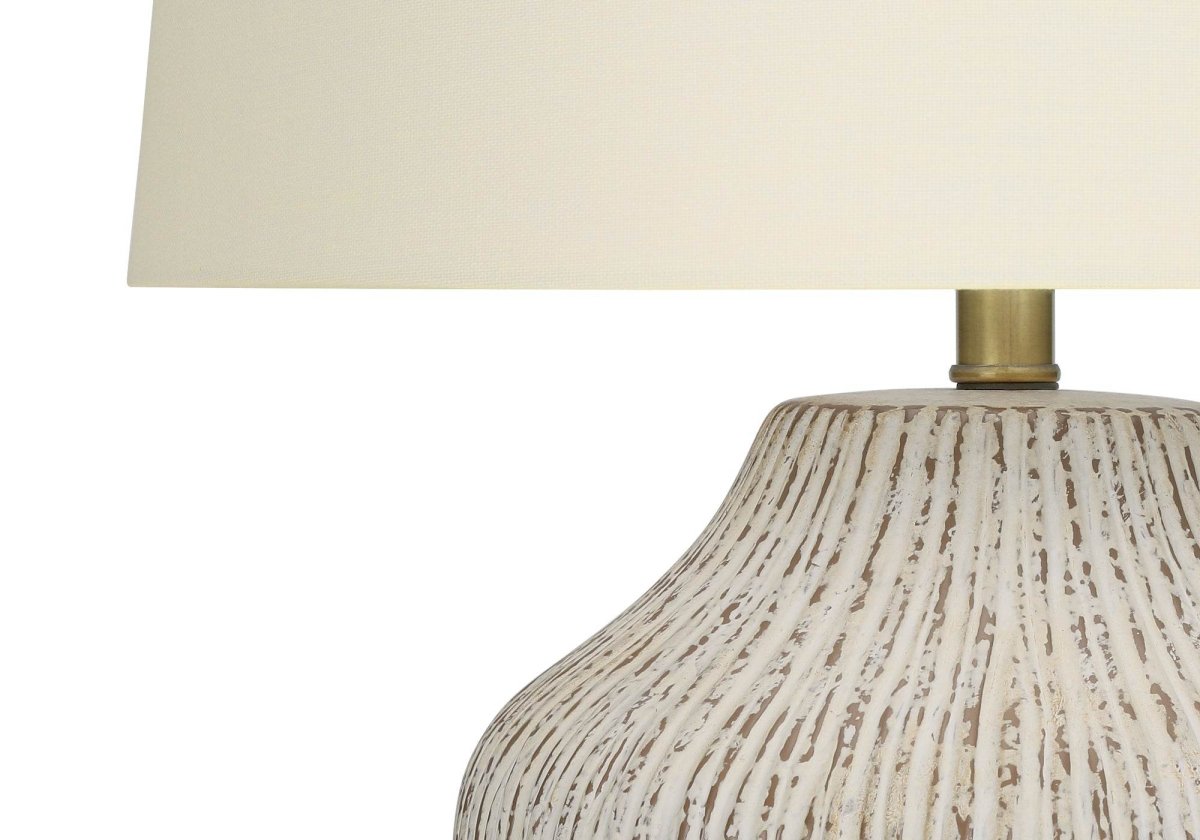 Transitional Cream Ceramic Table Lamp With Ivory Shade - Sleep Galleria