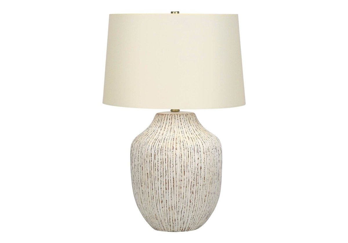 Transitional Cream Ceramic Table Lamp With Ivory Shade - Sleep Galleria