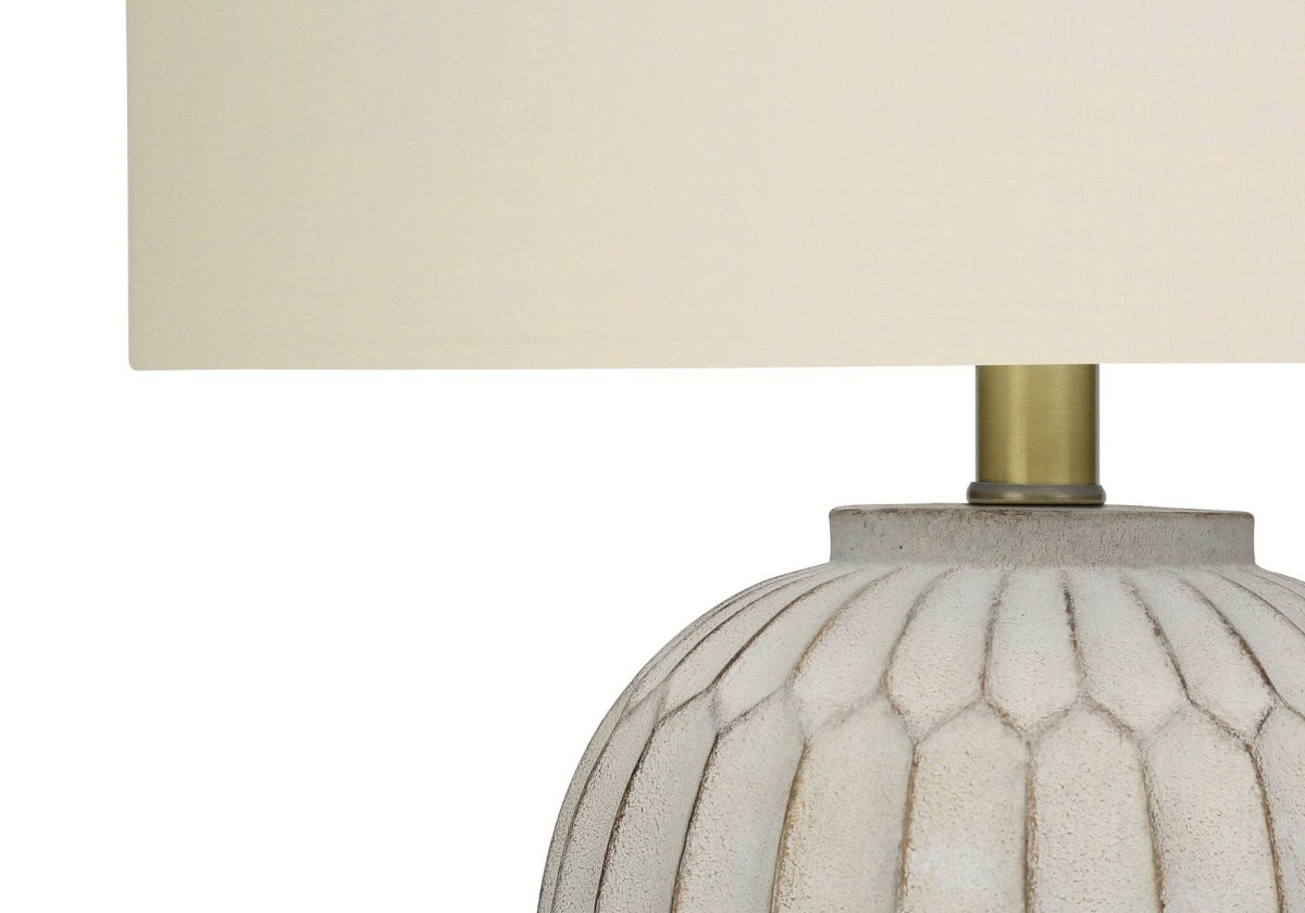 Transitional Cream Resin Table Lamp With Ivory Shade - Sleep Galleria