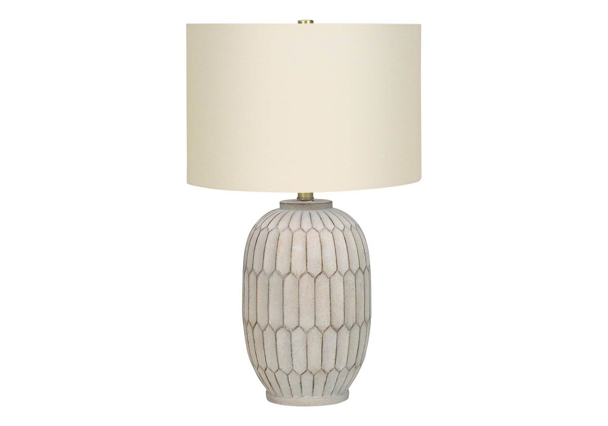 Transitional Cream Resin Table Lamp With Ivory Shade - Sleep Galleria