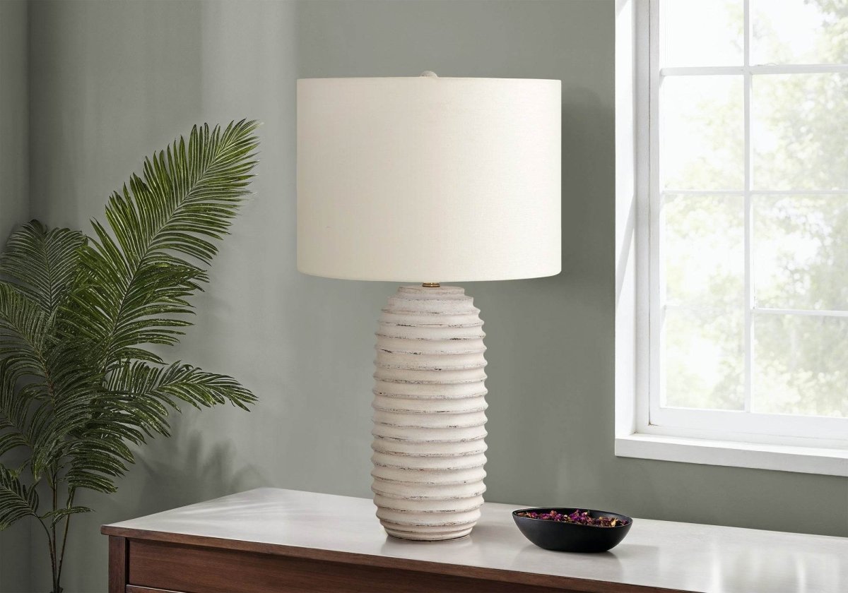 Transitional Cream Resin Textured 28-Inch Table Lamp - Sleep Galleria