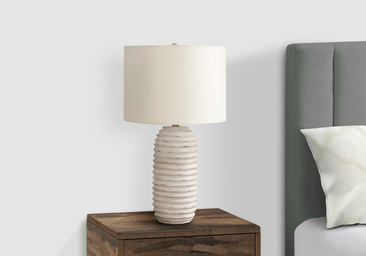 Transitional Cream Resin Textured 28-Inch Table Lamp - Sleep Galleria