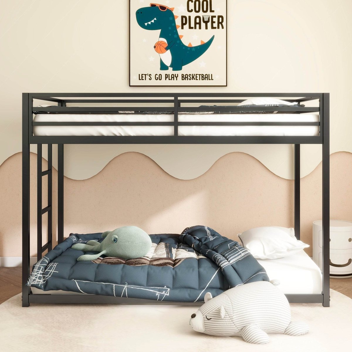 Twin Classic Metal Twin Over Twin Bunk Bed Frame - Serenova - Omega Lifestyles