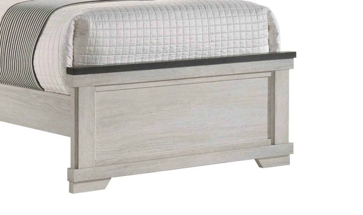 Twin Farmhouse Rustic Antique White Brown Panel Bed - Serenova - Omega Lifestyles