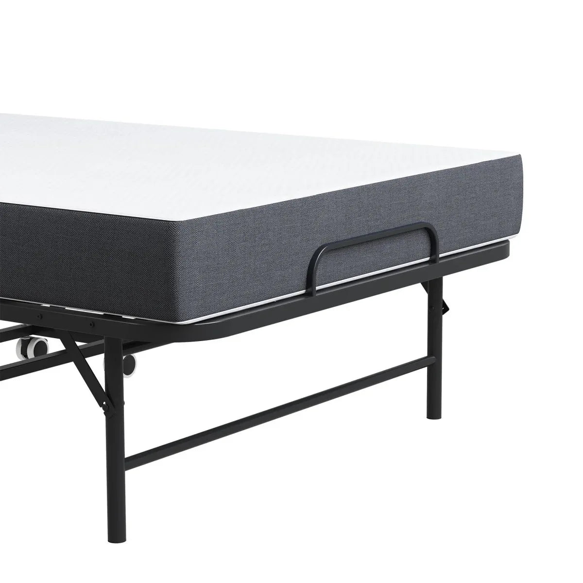Twin Folding Bed Frame With Adjustable Headboard And 5-Inch Memory Foam Mattress - Omega Lifestyles