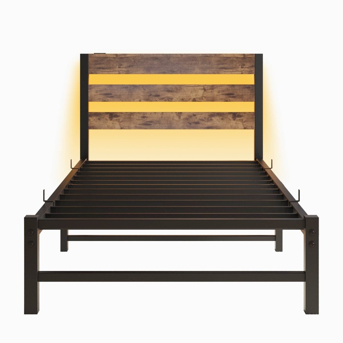 Twin Heavy Duty LED Platform Bed Frame With USB Charging - Serenova - Omega Lifestyles