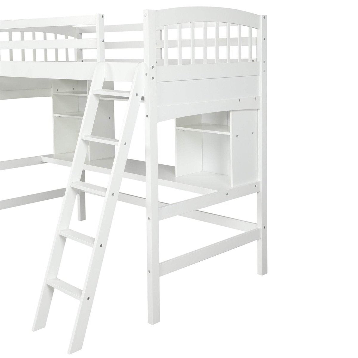 Twin Loft Bed With Desk Shelves And Solid Wood - Serenova - Omega Lifestyles