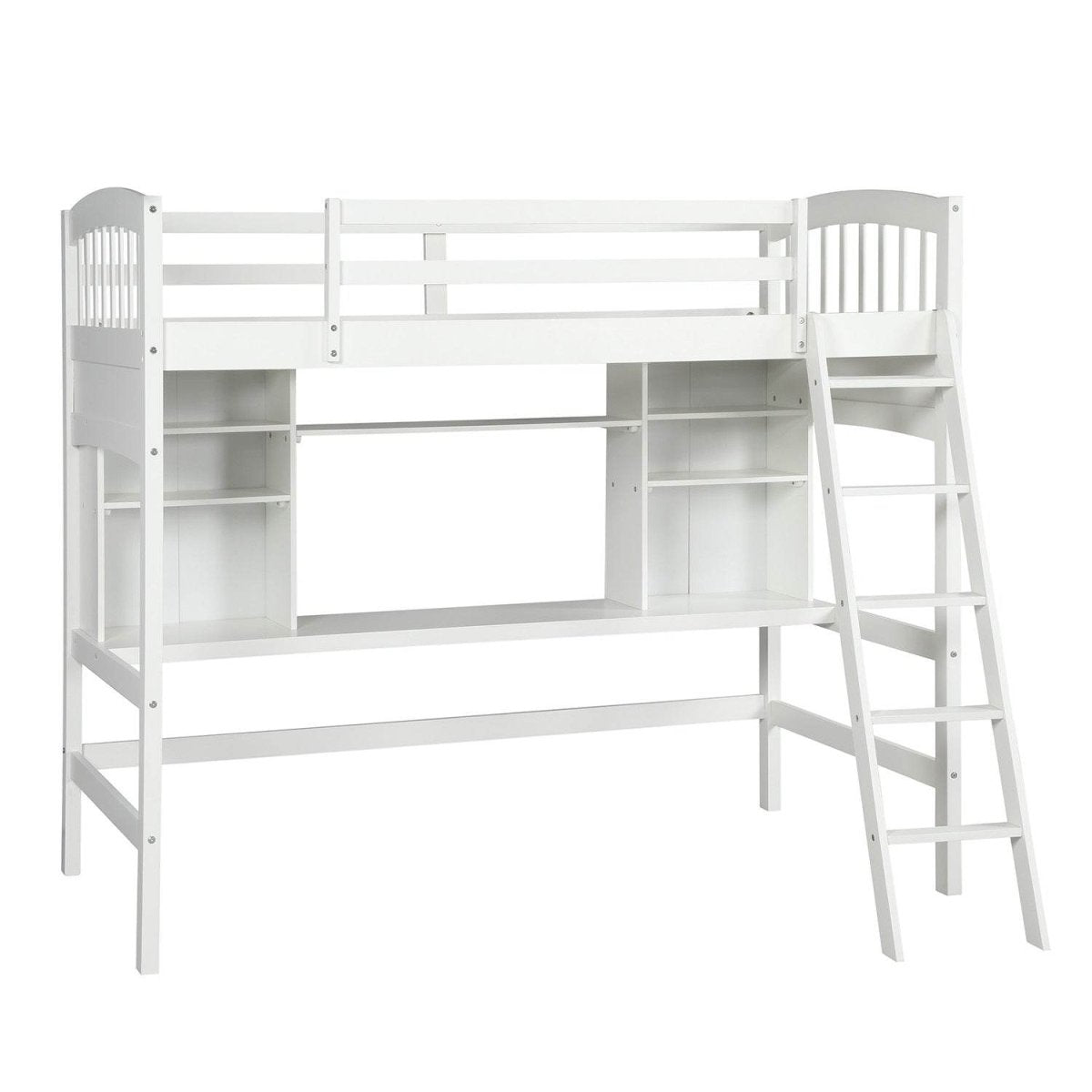 Twin Loft Bed With Desk Shelves And Solid Wood - Serenova - Omega Lifestyles