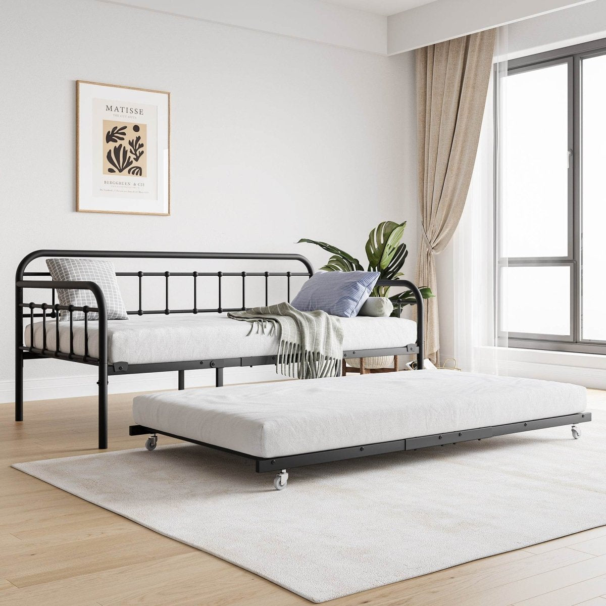 Twin Metal Frame Daybed With Trundle And Headboard - Serenova - Omega Lifestyles