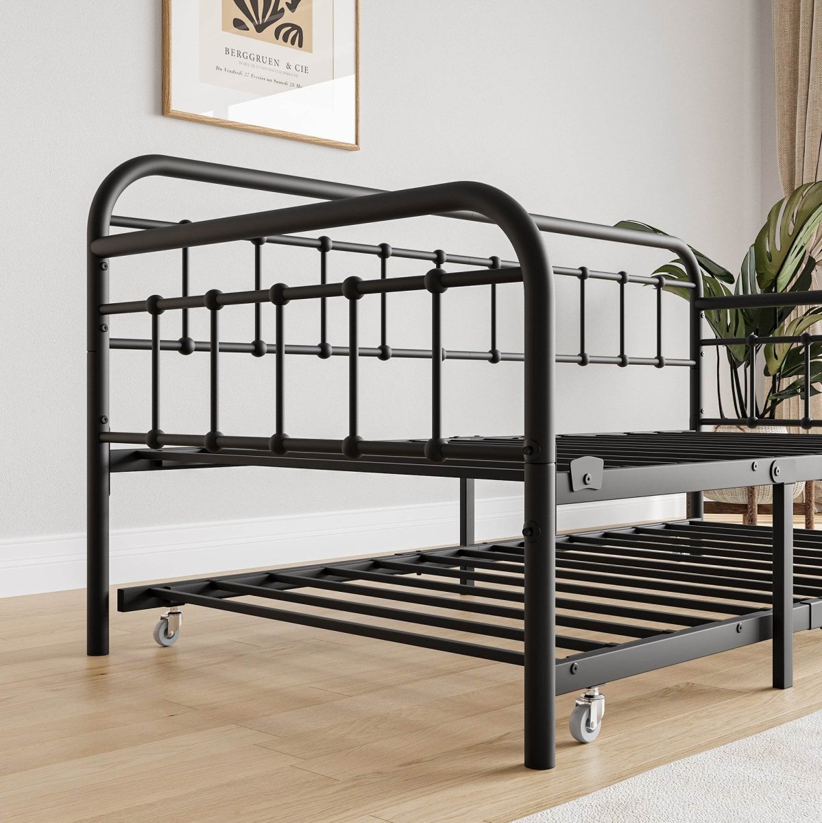 Twin Metal Frame Daybed With Trundle And Headboard - Serenova - Omega Lifestyles