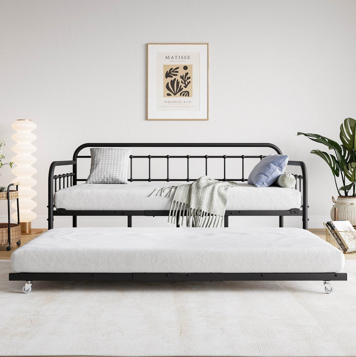 Twin Metal Frame Daybed With Trundle And Headboard - Serenova - Omega Lifestyles