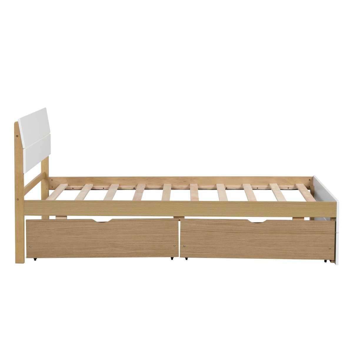 Twin Modern White High Gloss Bed Frame With Drawers - Serenova - Omega Lifestyles