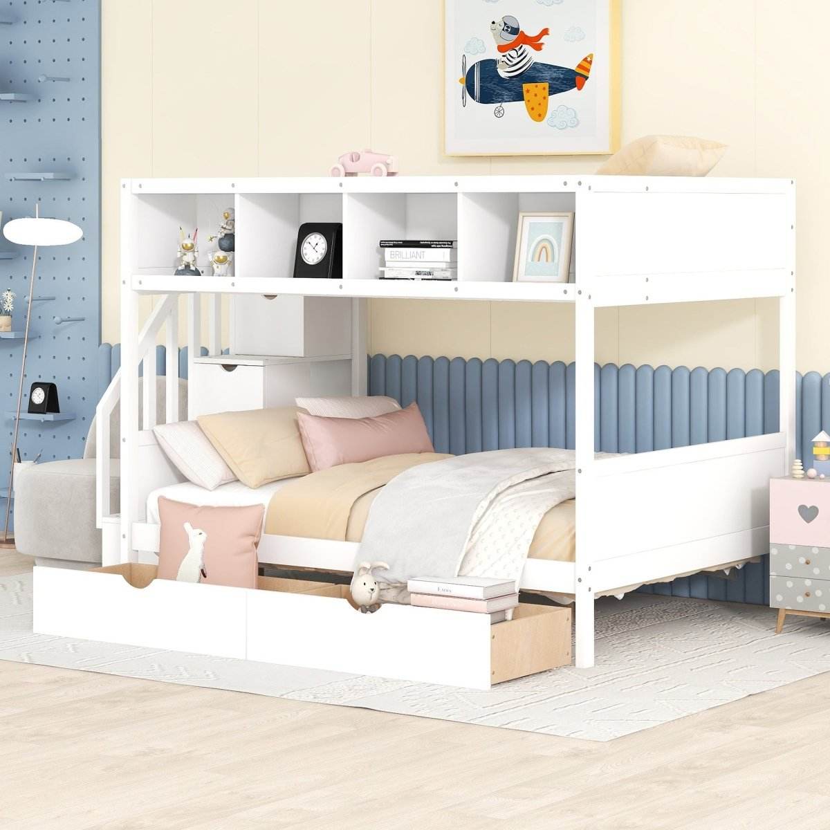 Twin Over Full Solid Wood Bunk Bed With Storage Staircase - Sleep Galleria
