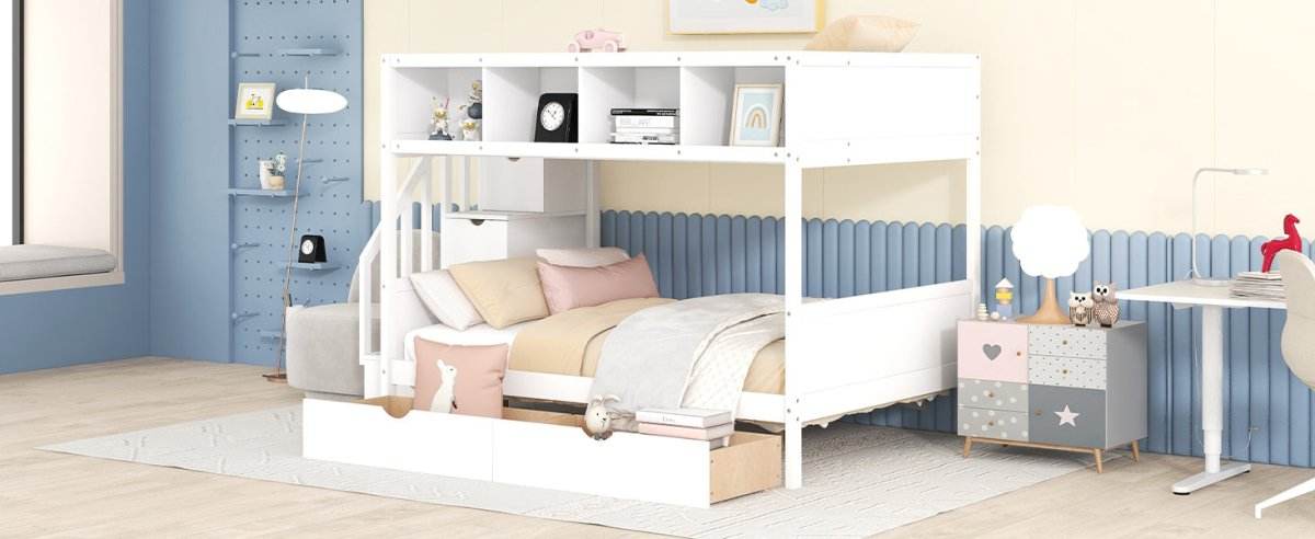 Twin Over Full Solid Wood Bunk Bed With Storage Staircase - Sleep Galleria