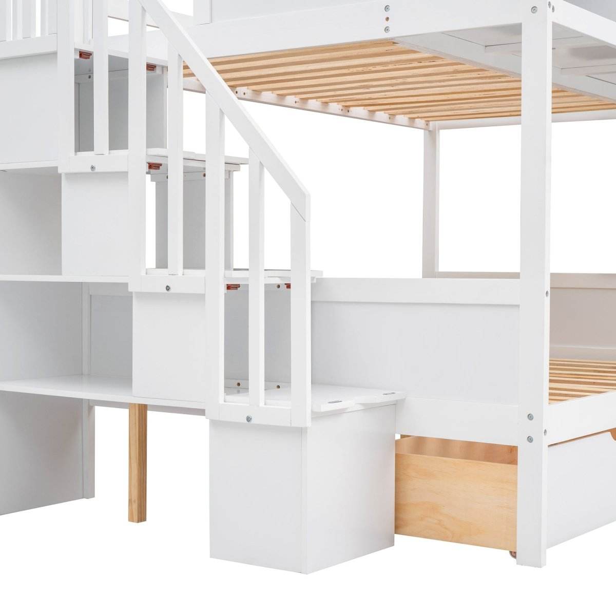 Twin Over Full Solid Wood Bunk Bed With Storage Staircase - Sleep Galleria