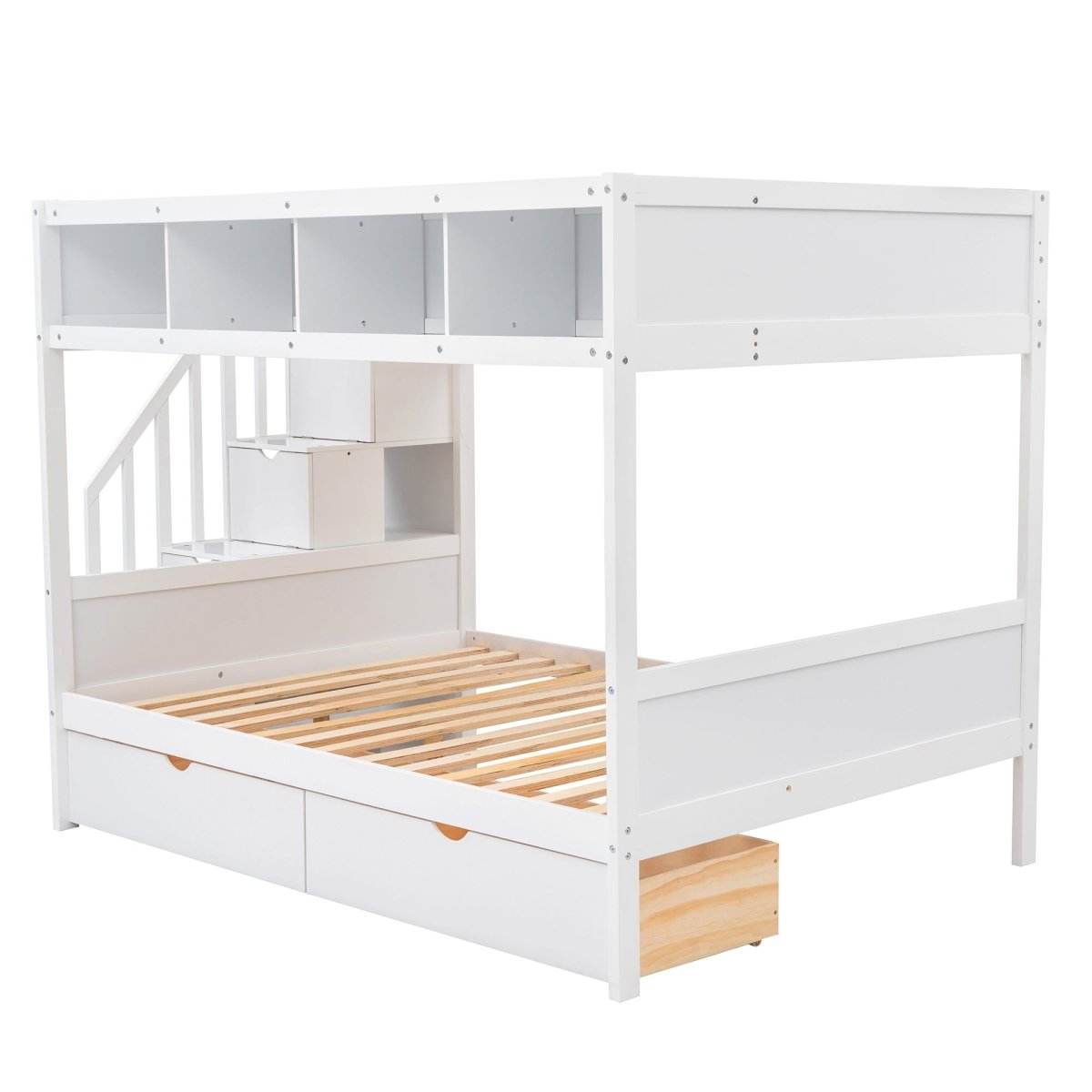 Twin Over Full Solid Wood Bunk Bed With Storage Staircase - Sleep Galleria