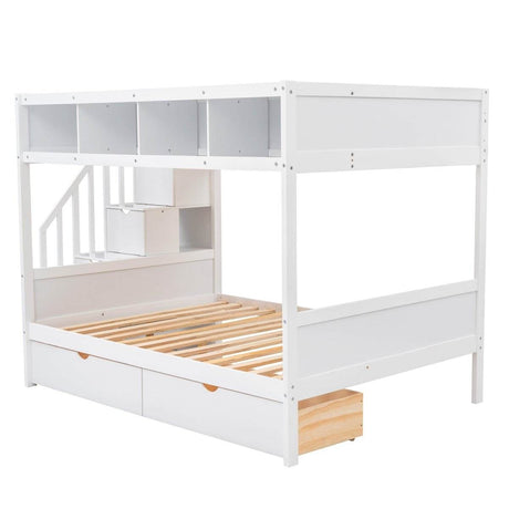Twin Over Full Solid Wood Bunk Bed With Storage Staircase - Sleep Galleria