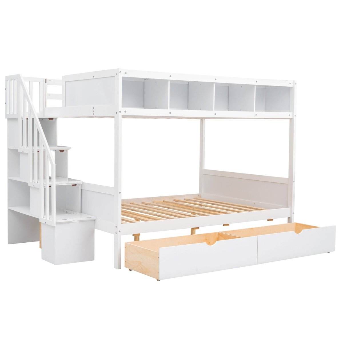 Twin Over Full Solid Wood Bunk Bed With Storage Staircase - Sleep Galleria