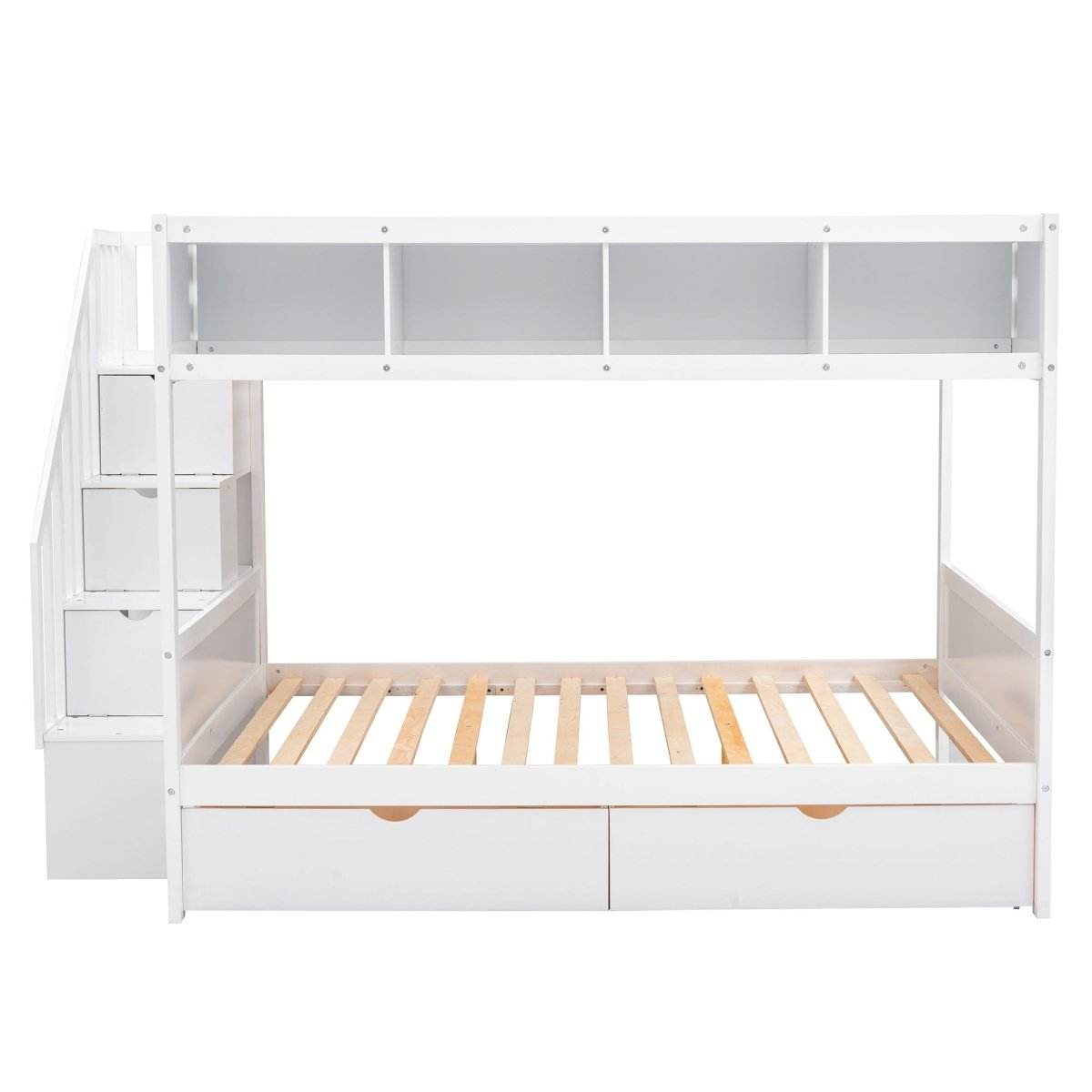 Twin Over Full Solid Wood Bunk Bed With Storage Staircase - Sleep Galleria