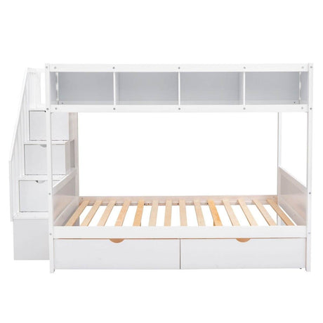 Twin Over Full Solid Wood Bunk Bed With Storage Staircase - Sleep Galleria