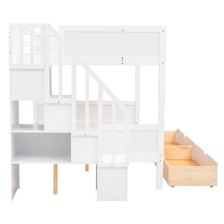 Twin Over Full Solid Wood Bunk Bed With Storage Staircase - Sleep Galleria