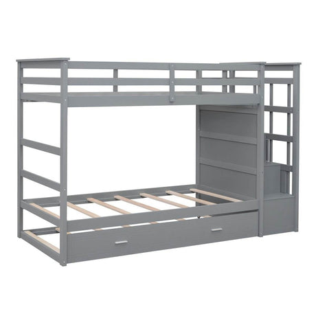 Twin-Over-Twin Solid Wood Bunk Bed With Trundle - Sleep Galleria