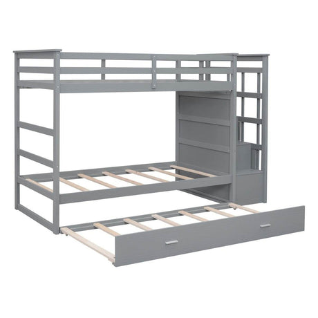 Twin-Over-Twin Solid Wood Bunk Bed With Trundle - Sleep Galleria