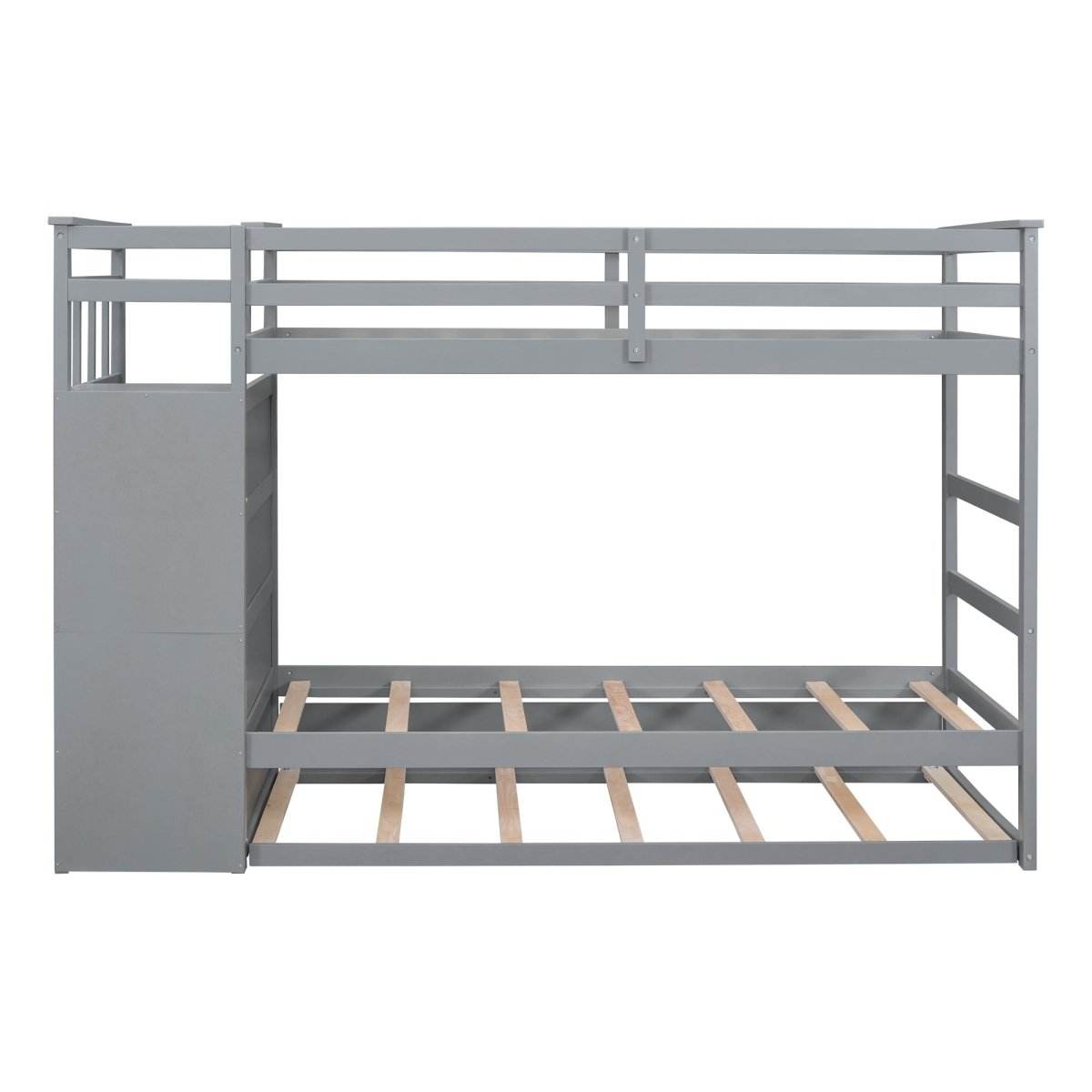 Twin-Over-Twin Solid Wood Bunk Bed With Trundle - Sleep Galleria