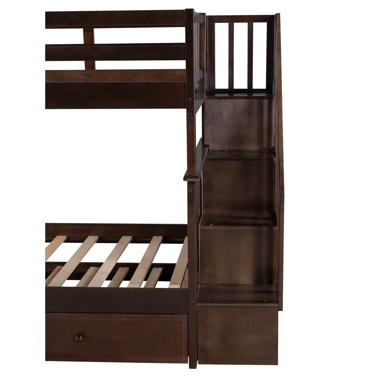 Twin - Over - Twin Solid Wood Stairway Bunk Bed With Trundle - Serenova - Omega Lifestyles