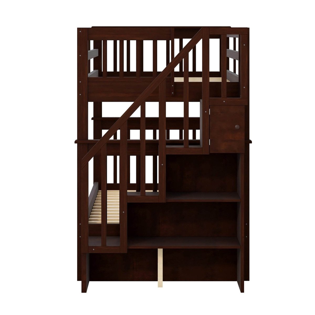 Twin - Over - Twin Solid Wood Stairway Bunk Bed With Trundle - Serenova - Omega Lifestyles