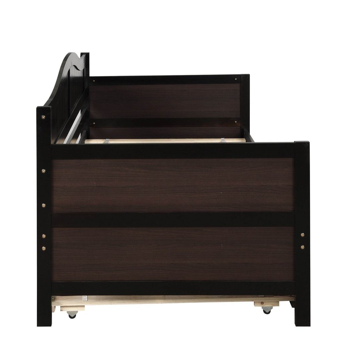 Twin Solid Wood Espresso Daybed With Trundle Bed Frame - Serenova - Omega Lifestyles