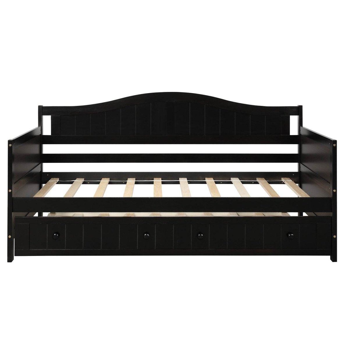 Twin Solid Wood Espresso Daybed With Trundle Bed Frame - Serenova - Omega Lifestyles
