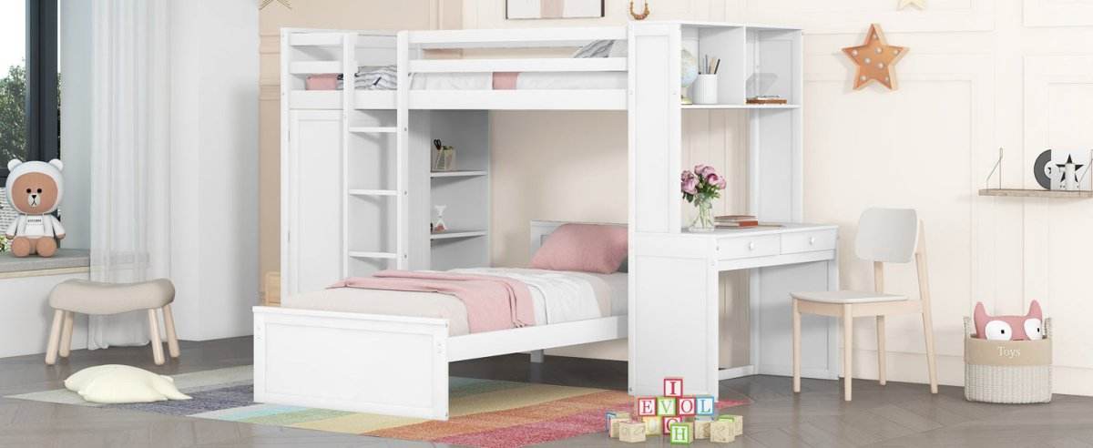Twin Solid Wood Loft Bed With Desk Wardrobe - Sleep Galleria