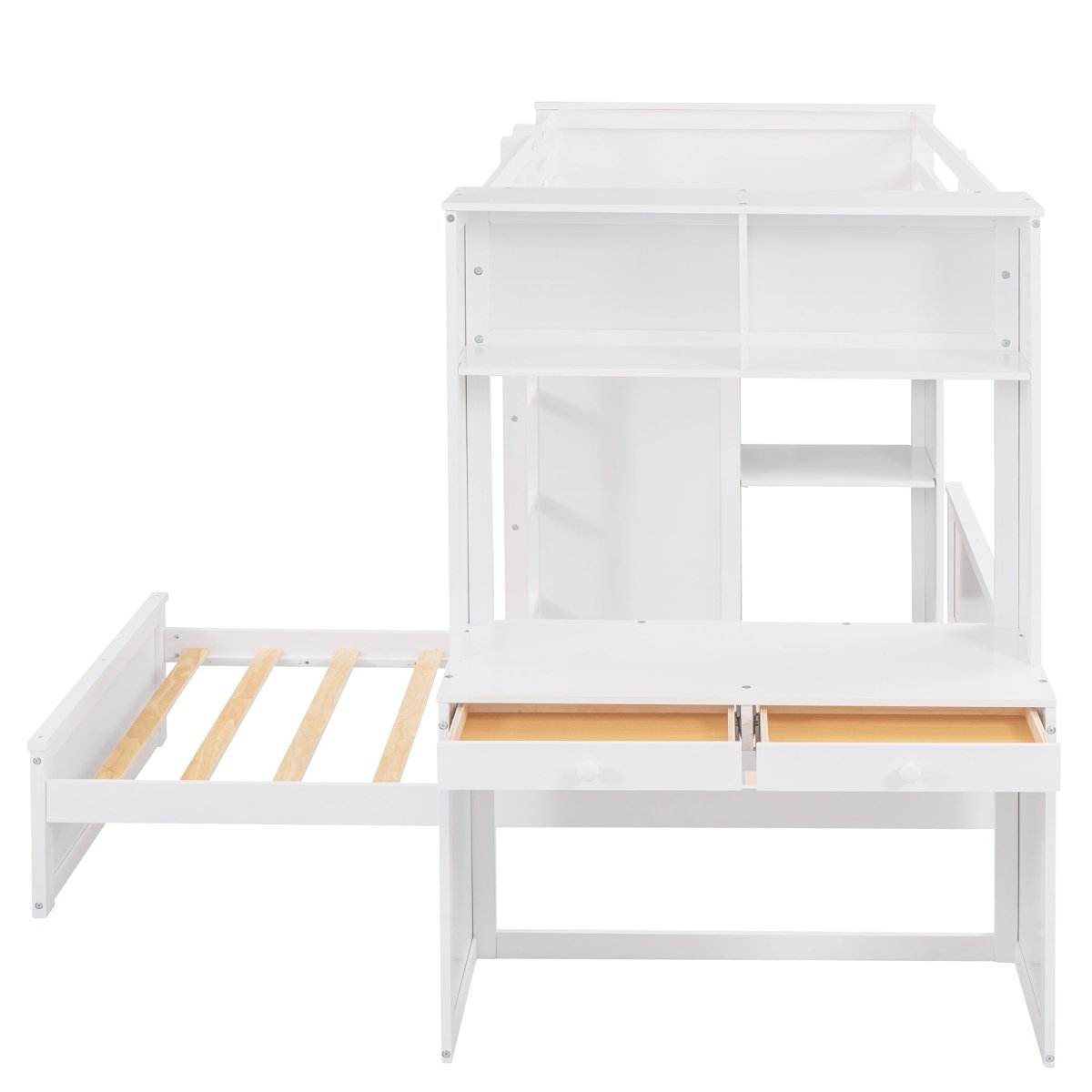 Twin Solid Wood Loft Bed With Desk Wardrobe - Sleep Galleria