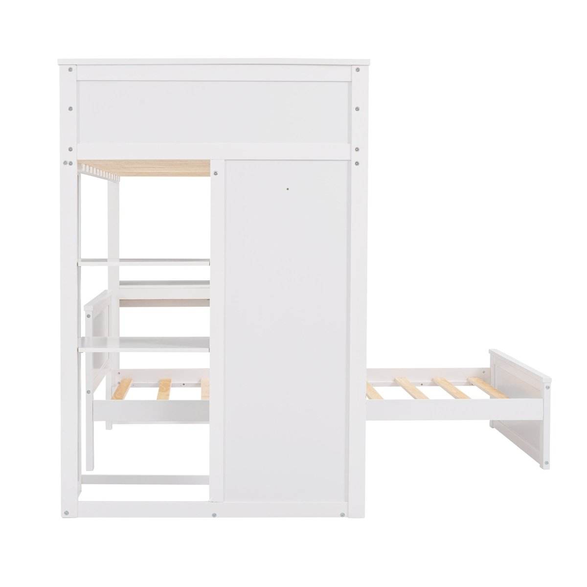 Twin Solid Wood Loft Bed With Desk Wardrobe - Sleep Galleria