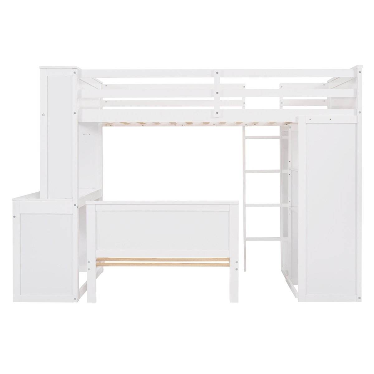 Twin Solid Wood Loft Bed With Desk Wardrobe - Sleep Galleria