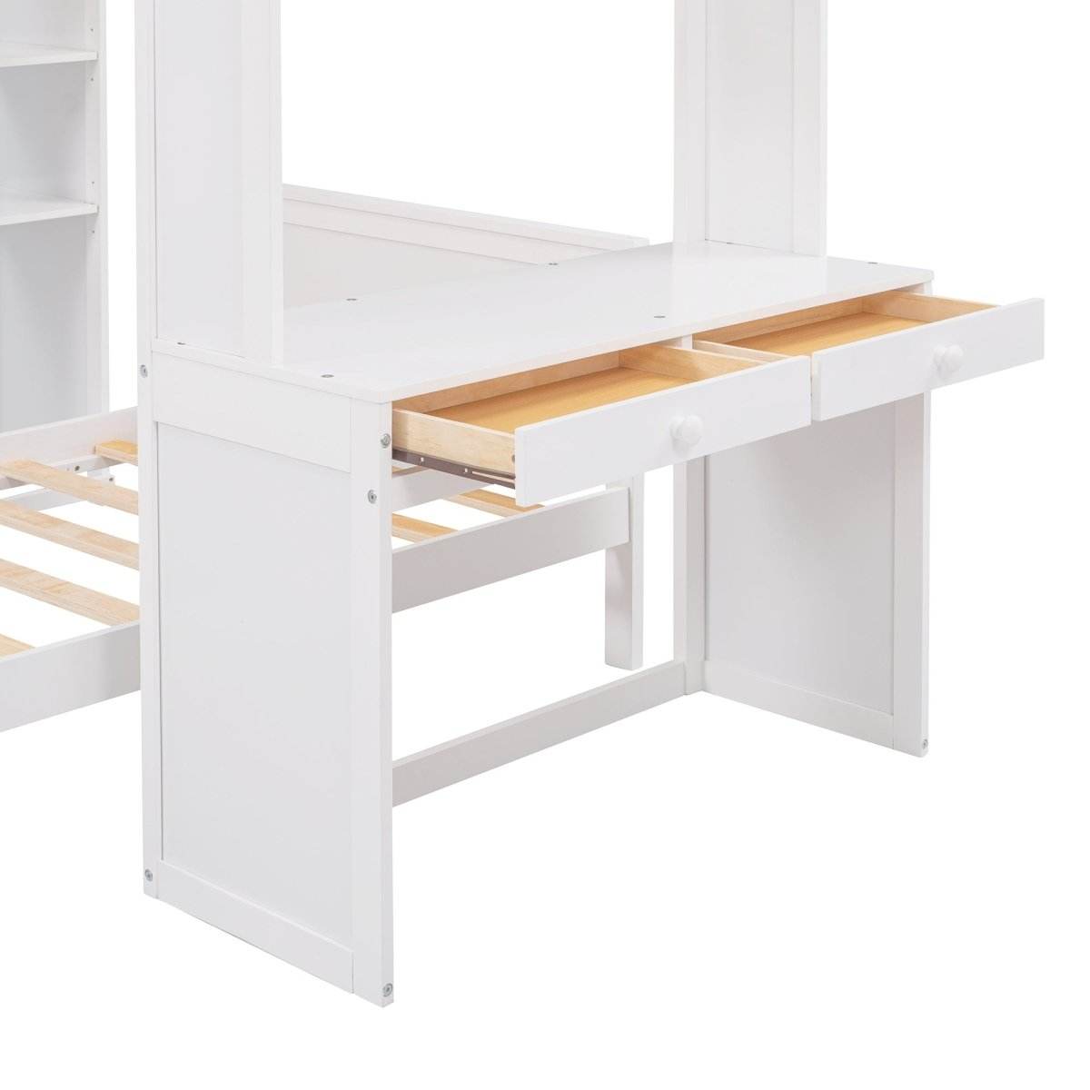 Twin Solid Wood Loft Bed With Desk Wardrobe - Sleep Galleria