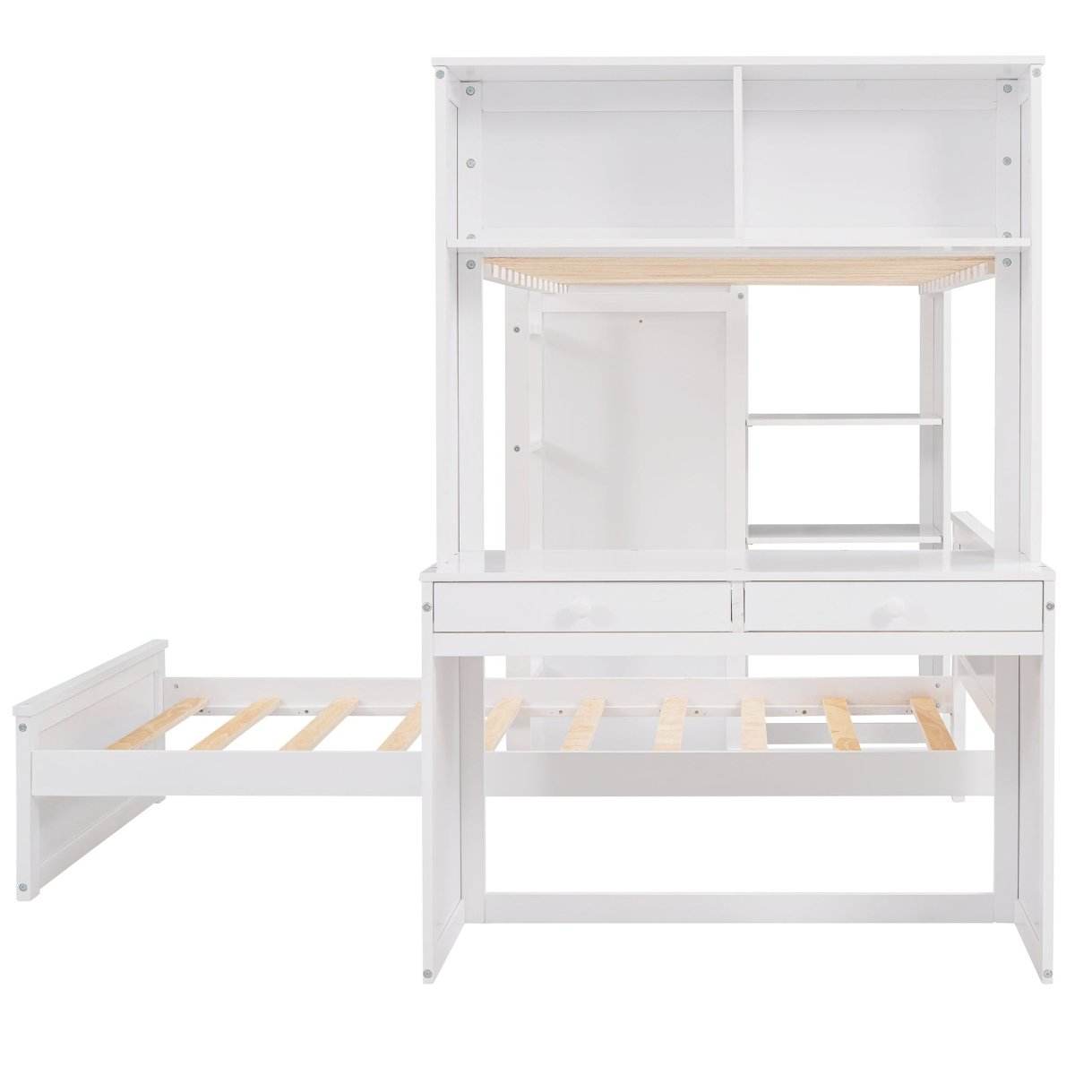 Twin Solid Wood Loft Bed With Desk Wardrobe - Sleep Galleria