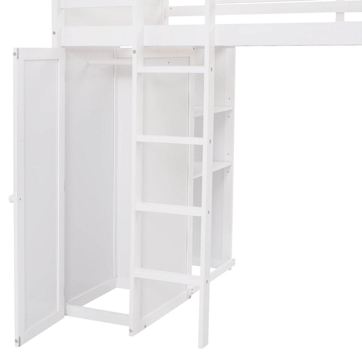 Twin Solid Wood Loft Bed With Desk Wardrobe - Sleep Galleria