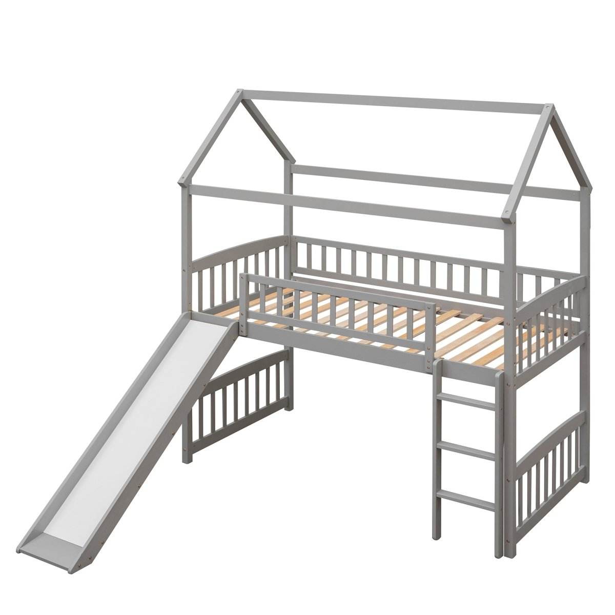 Twin Solid Wood Loft Bed With Slide - Sleep Galleria