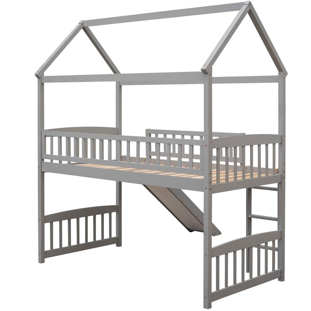Twin Solid Wood Loft Bed With Slide - Sleep Galleria