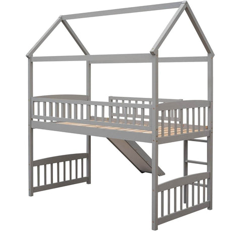 Twin Solid Wood Loft Bed With Slide - Sleep Galleria