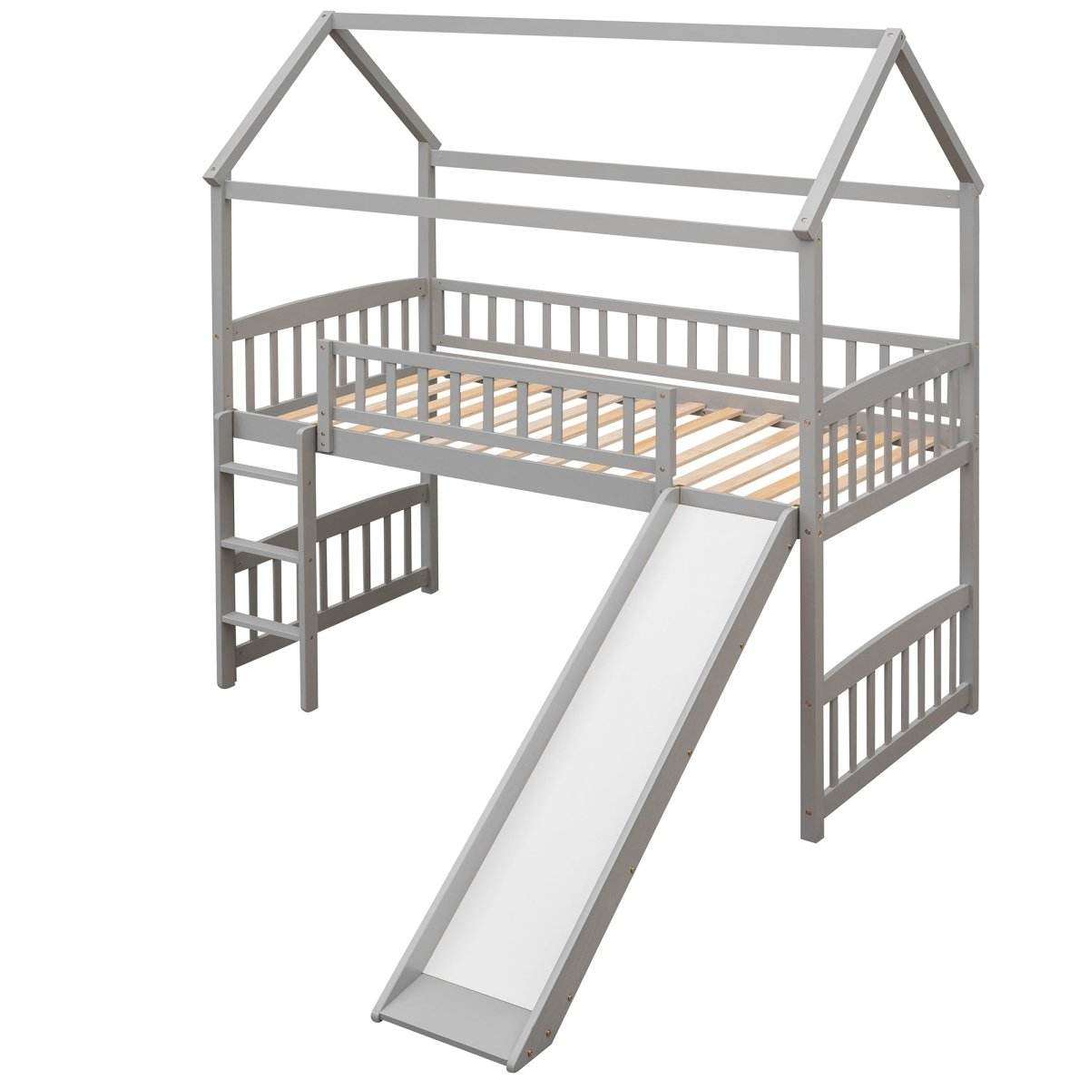 Twin Solid Wood Loft Bed With Slide - Sleep Galleria