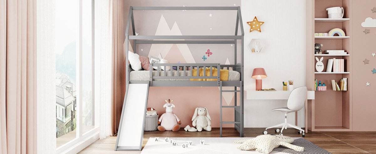 Twin Solid Wood Loft Bed With Slide - Sleep Galleria