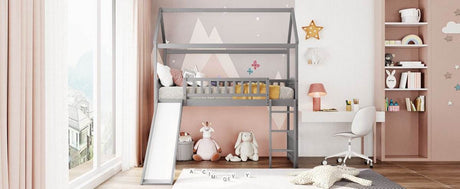 Twin Solid Wood Loft Bed With Slide - Sleep Galleria