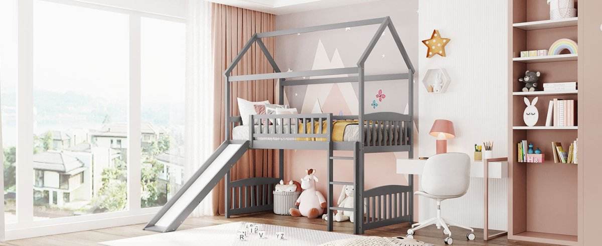 Twin Solid Wood Loft Bed With Slide - Sleep Galleria