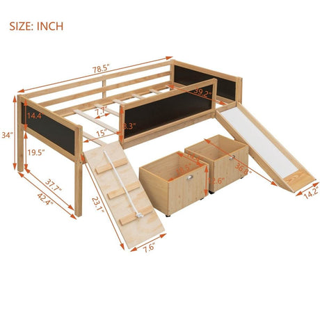 Twin Solid Wood Loft Bed With Storage Boxes - Sleep Galleria