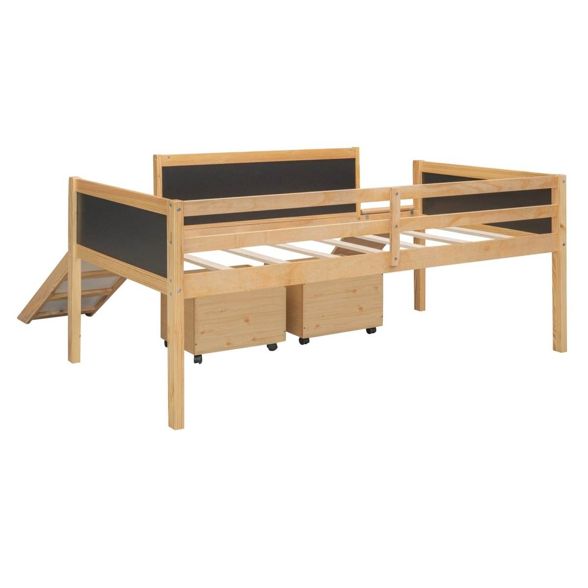 Twin Solid Wood Loft Bed With Storage Boxes - Sleep Galleria